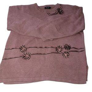 Vintage Moffi Pink Knit Sweater With Ribbon Detailed Designs Size XXL